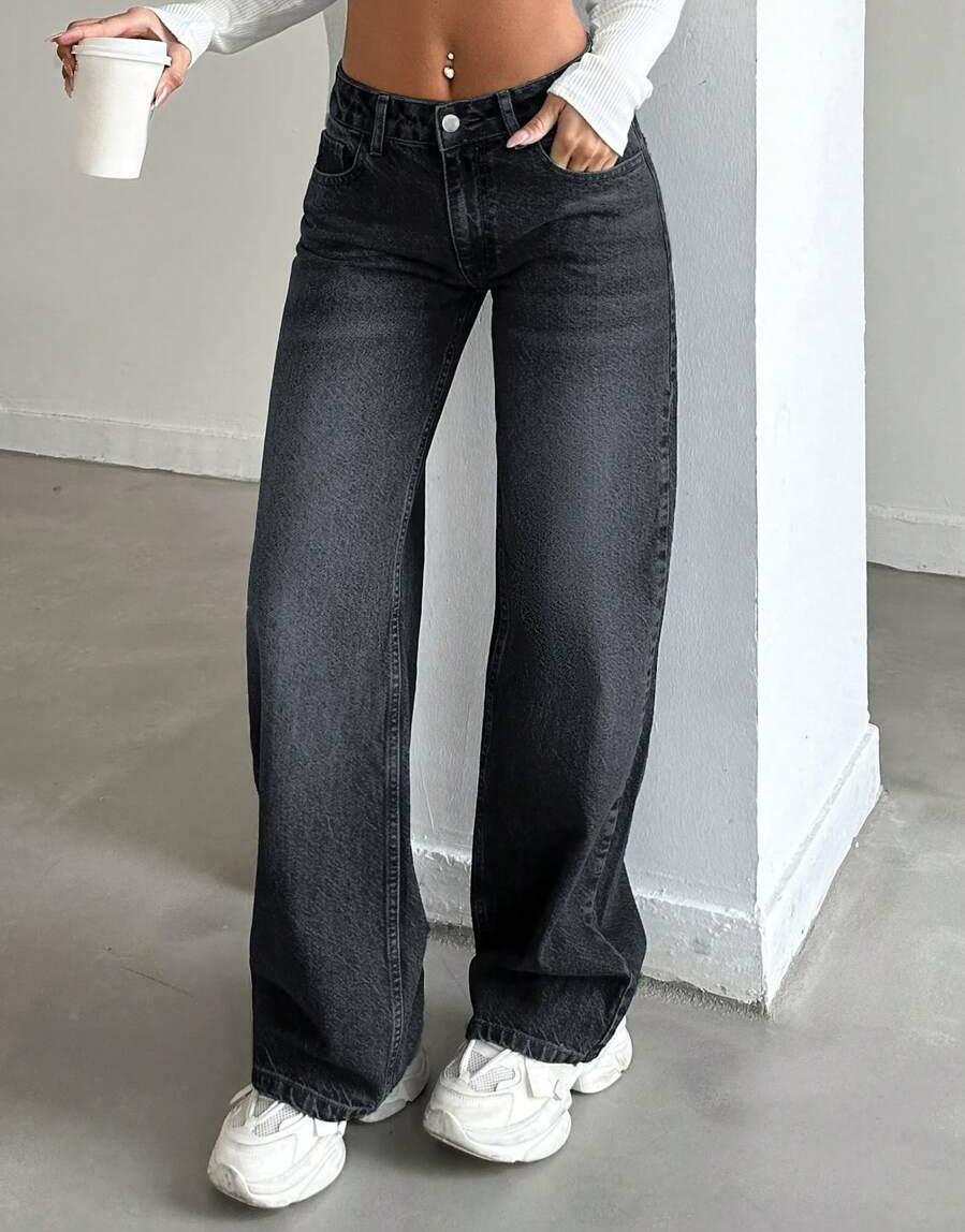 CZARNE SPODNIE JEANS