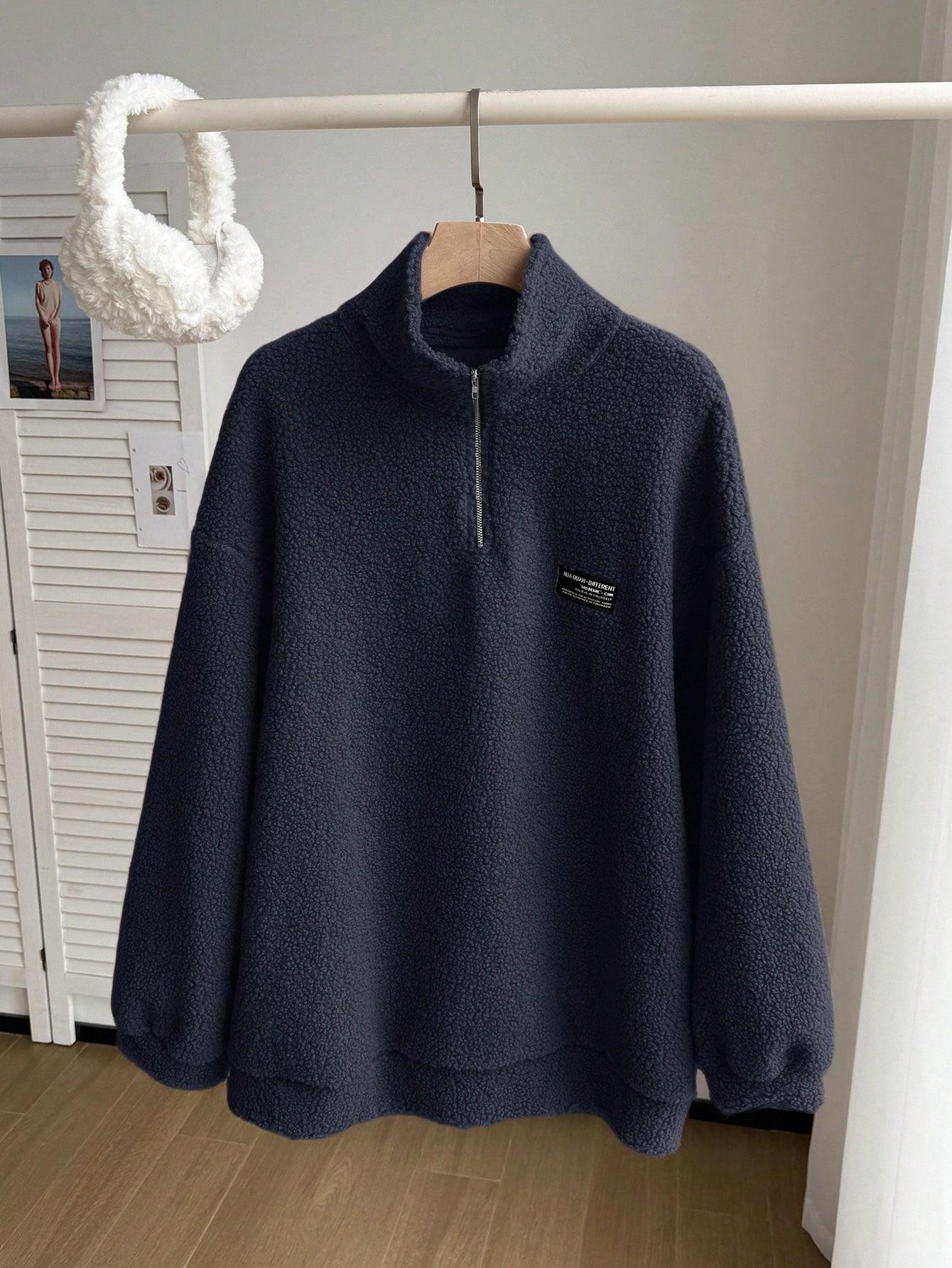 GRANATOWA BLUZA ZAMEK
