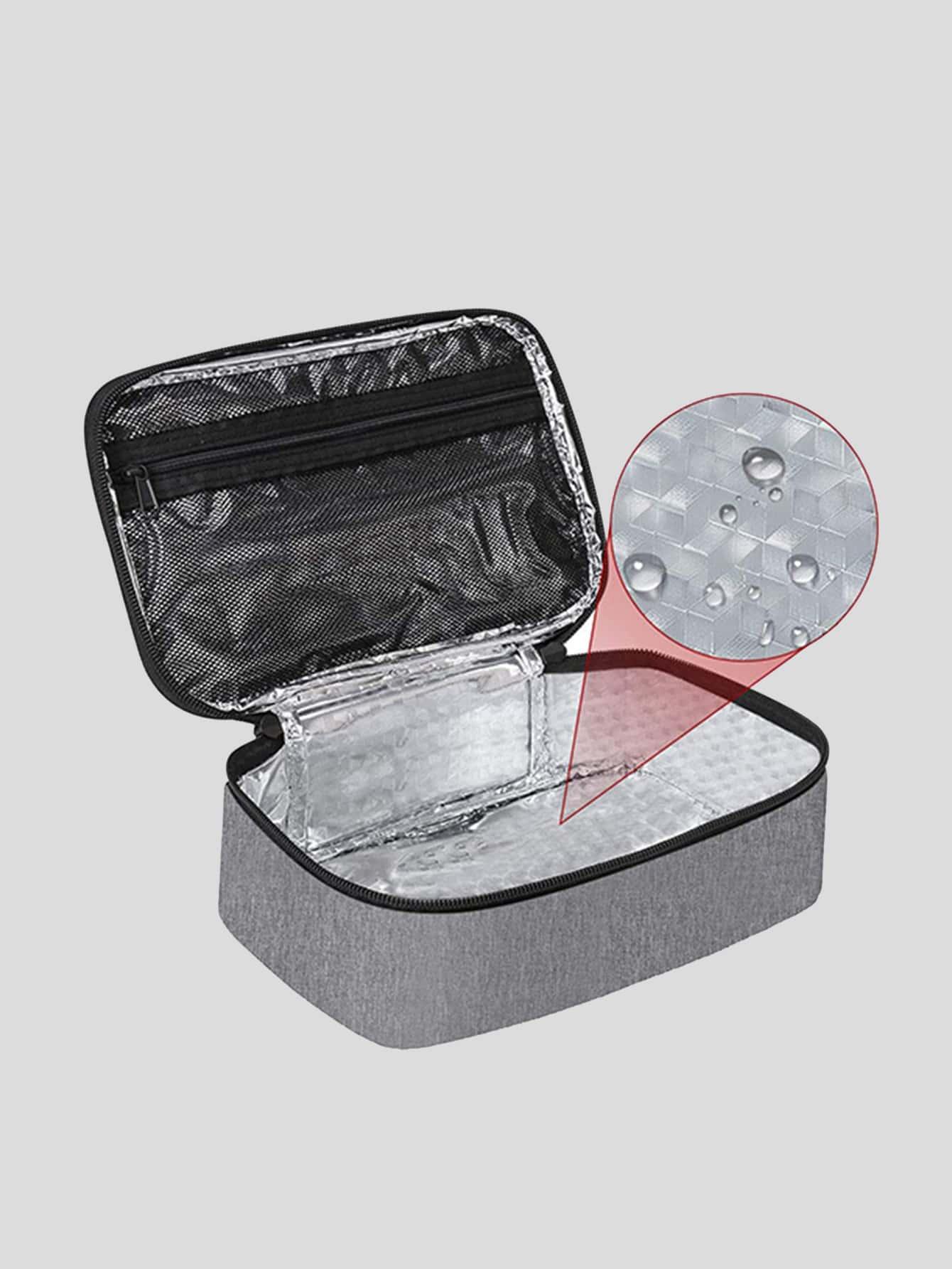 szary lunch box zamek