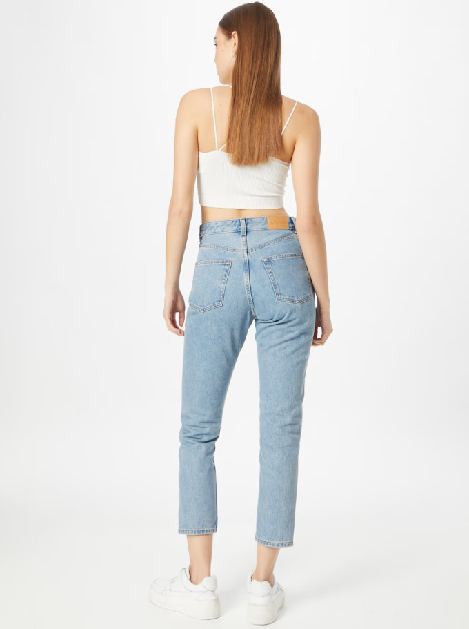 niebieskie spodnie jeans wysoki stan