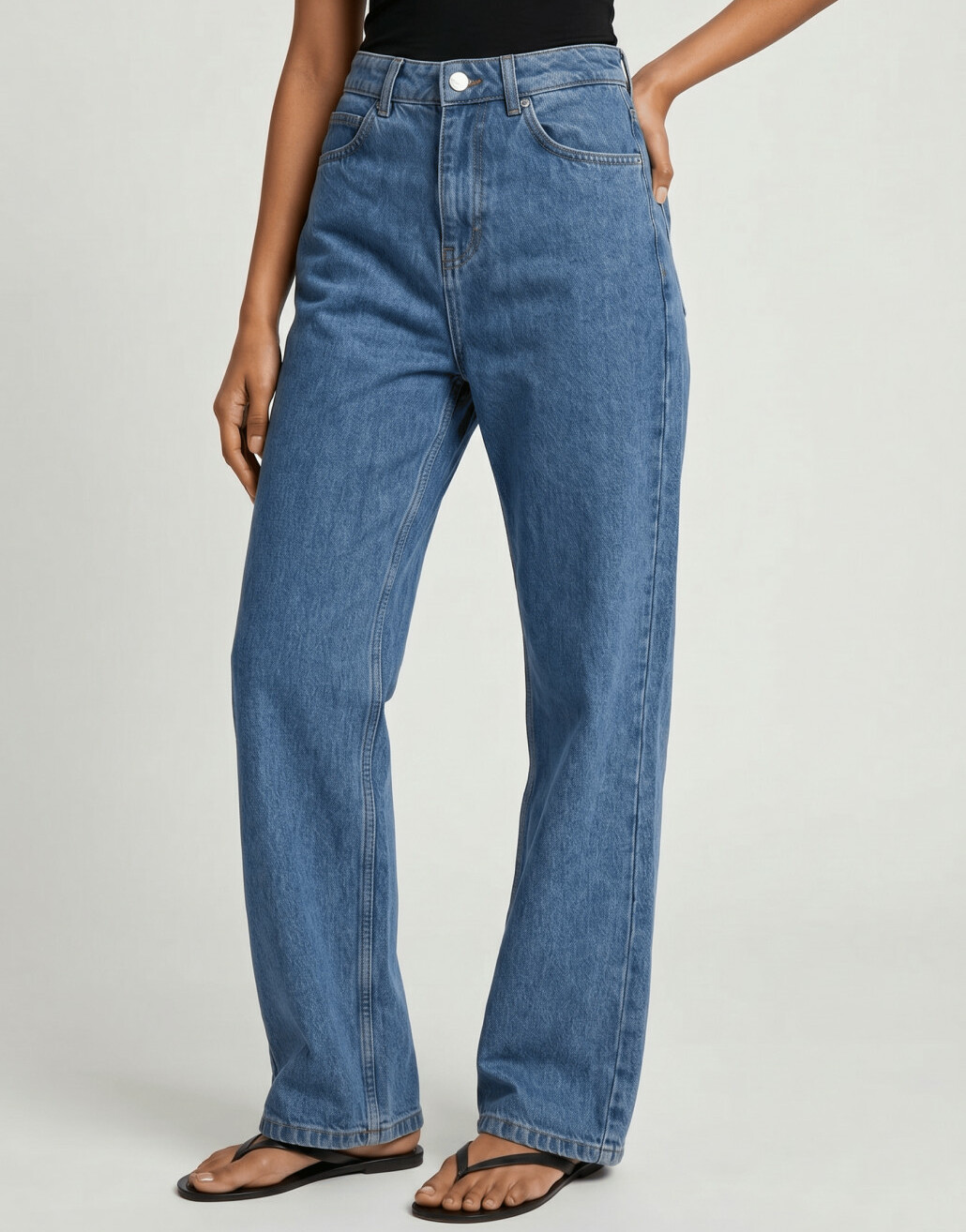 NIEBIESKIE SPODNIE MOM JEANS WYSOKI STAN