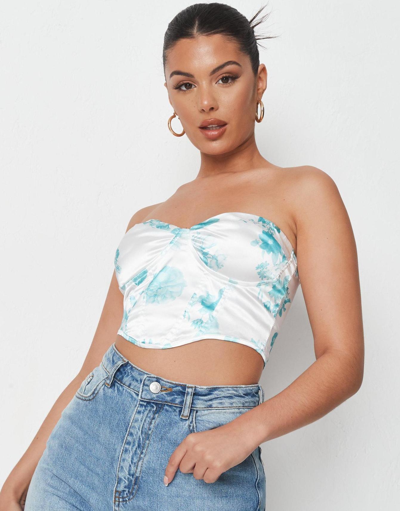 SATYNOWY CROP TOP WZÓR