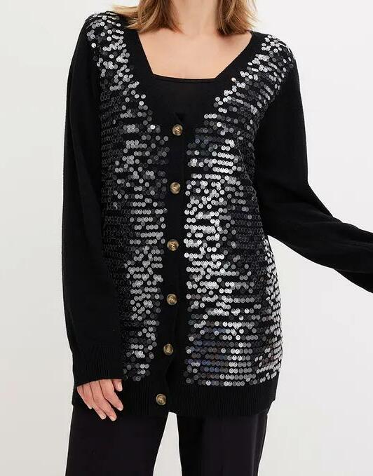 SWETER ROZPINANY Z CEKINAMI