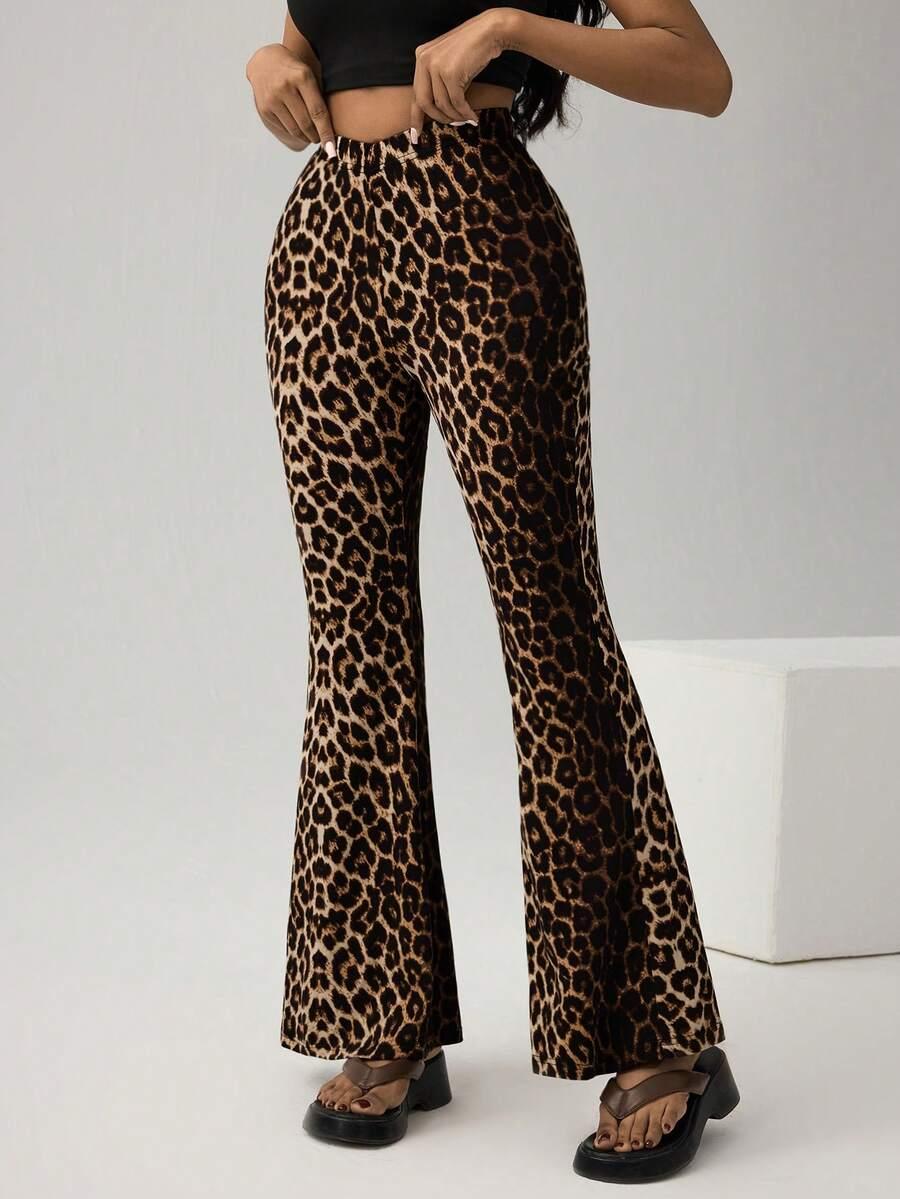 spodnie dzwony animal print 