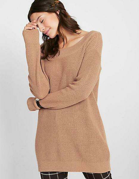 BRĄZOWY DZIANINOWY SWETER 
