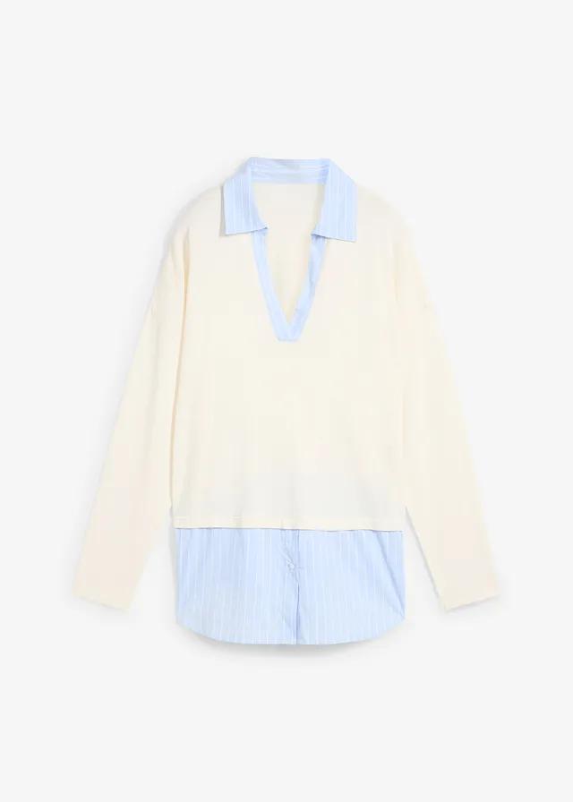 SWETER Z KOSZULOWĄ WSTAWKĄ