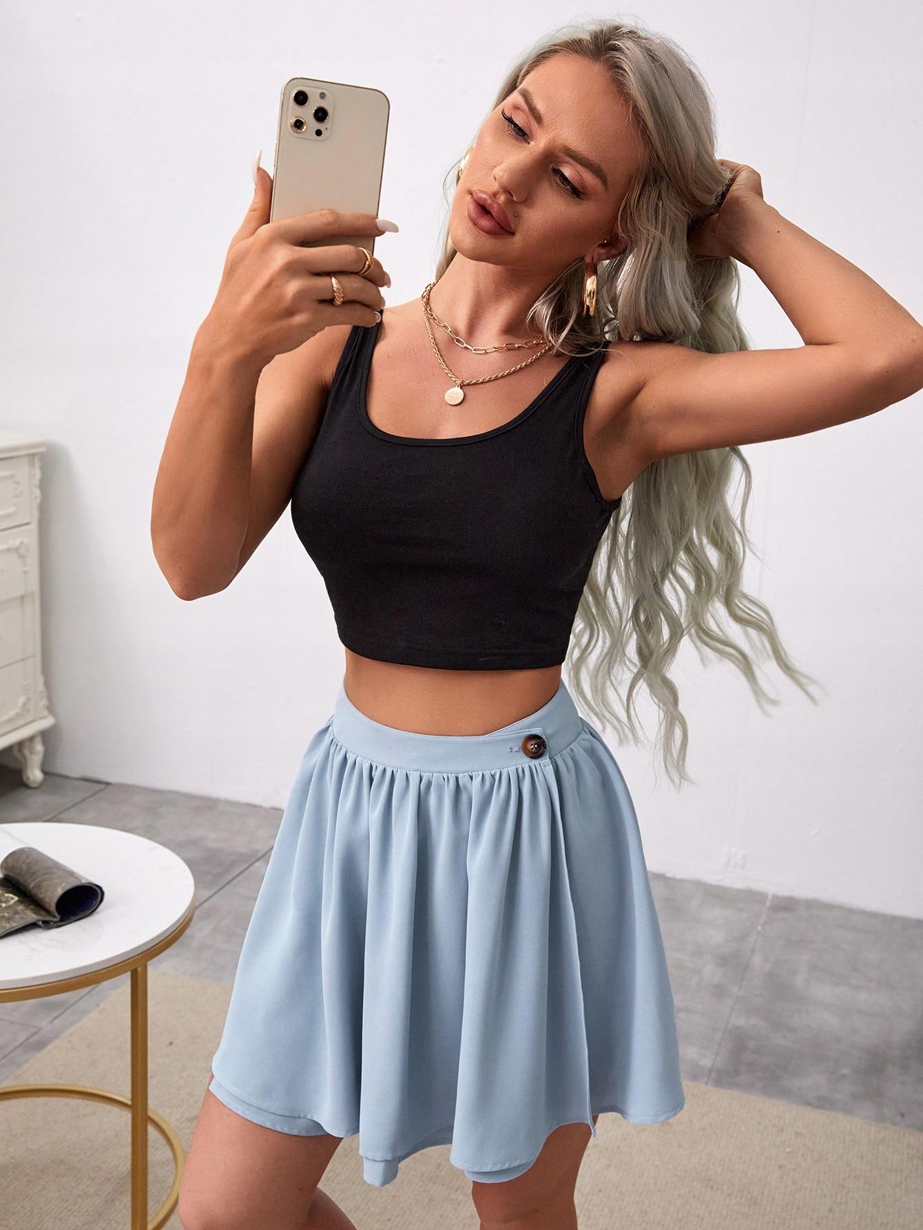 NIEBIESKA MINI SPÓDNICA