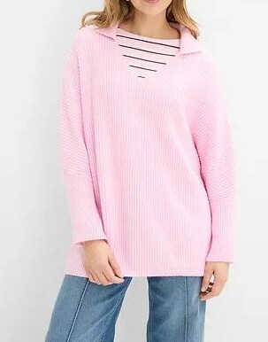 SWETER DAMSKI OVERSIZE Z KOŁNIERZYKIEM 