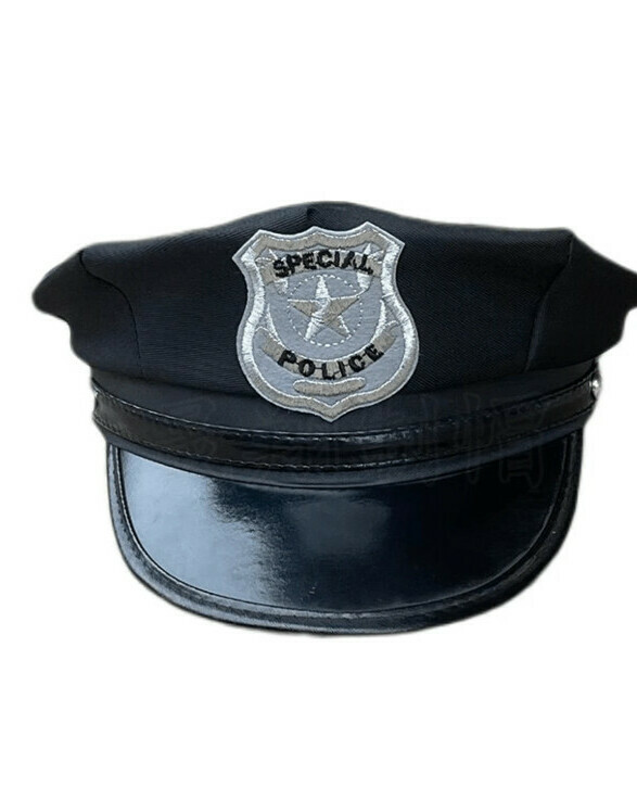 KOSTIUM CZARNA CZAPKA POLICJANTA 