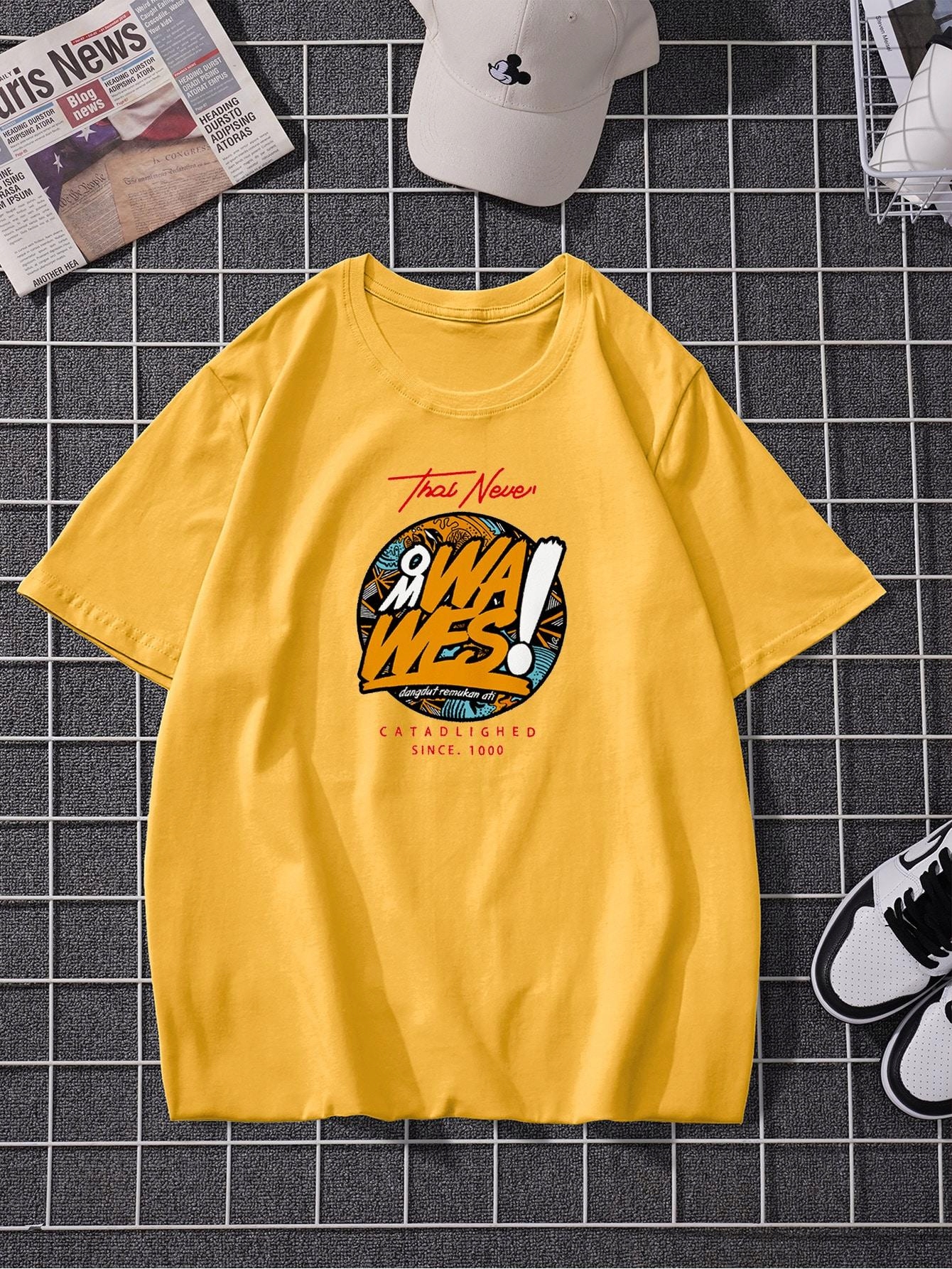 żółty t-shirt print 
