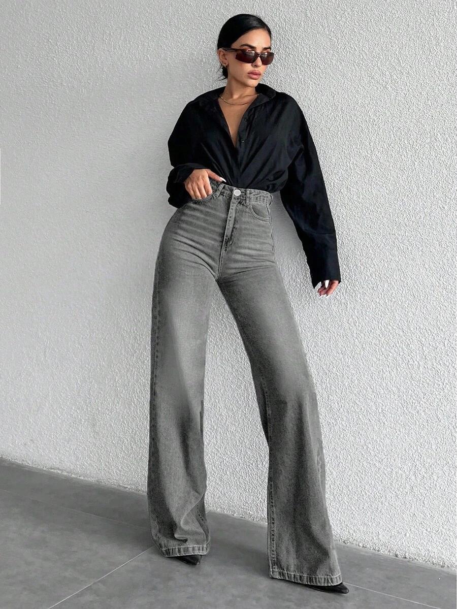 SZARE SPODNIE JEANS 