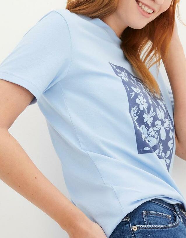 BAWEŁNIANY T-SHIRT DAMSKI Z NADRUKIEM 