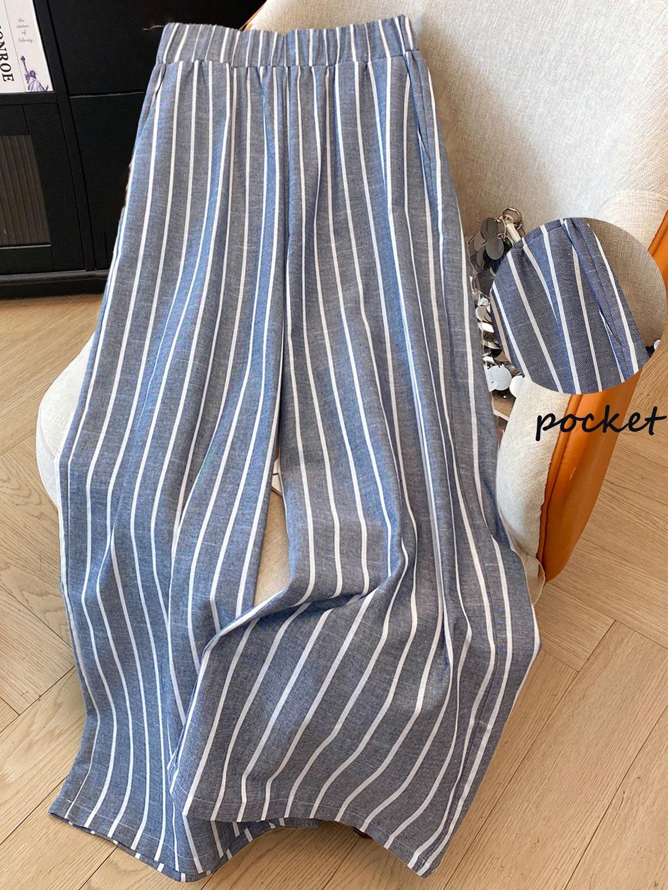 spodnie casual paski kontrast