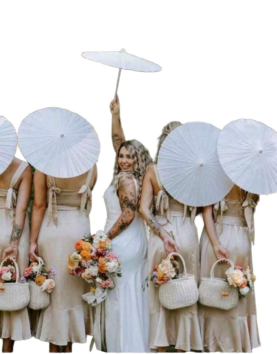 BIAŁY PAPIEROWY PARASOL 