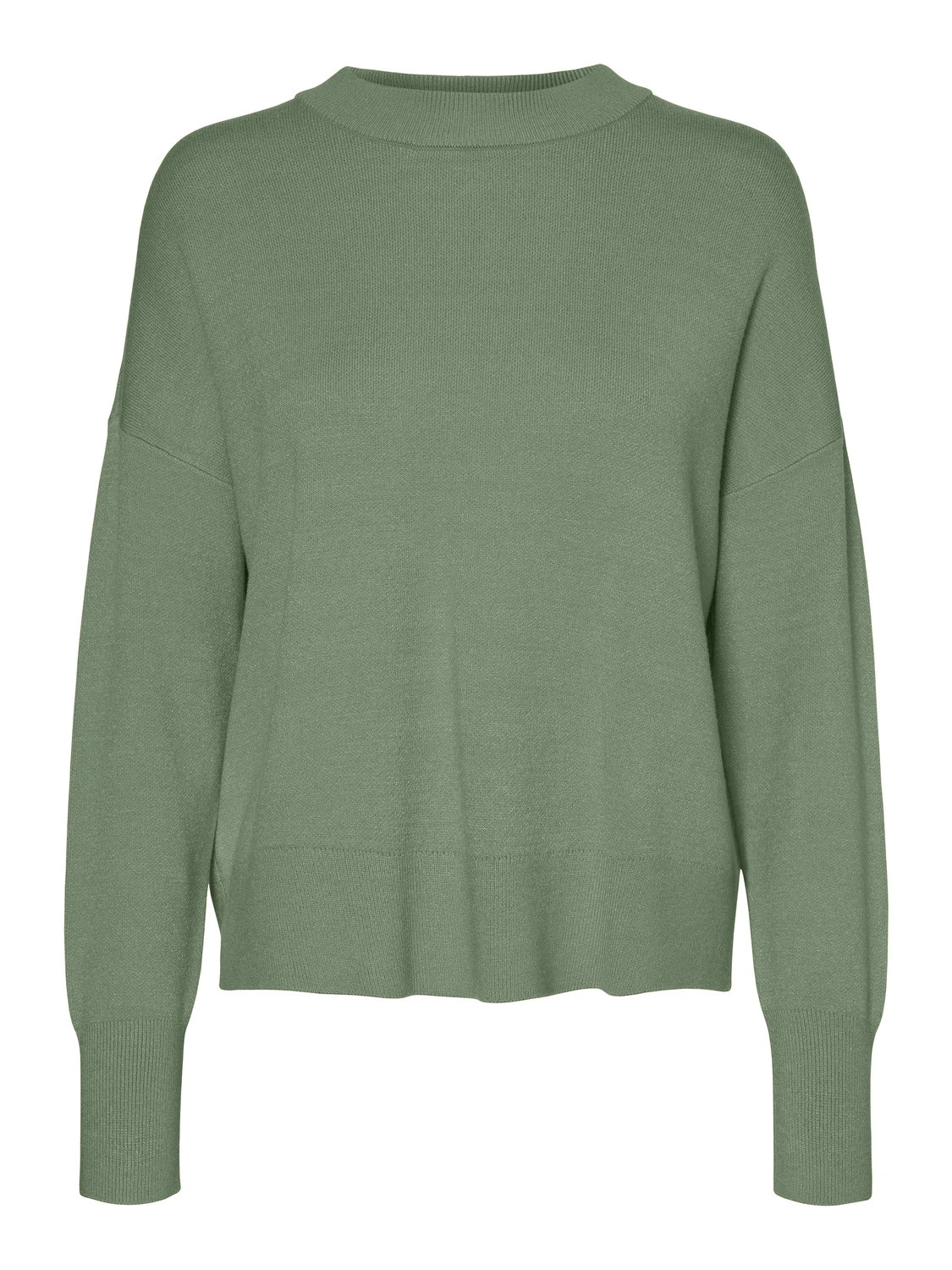 klasyczny zielony gładki sweter stójka