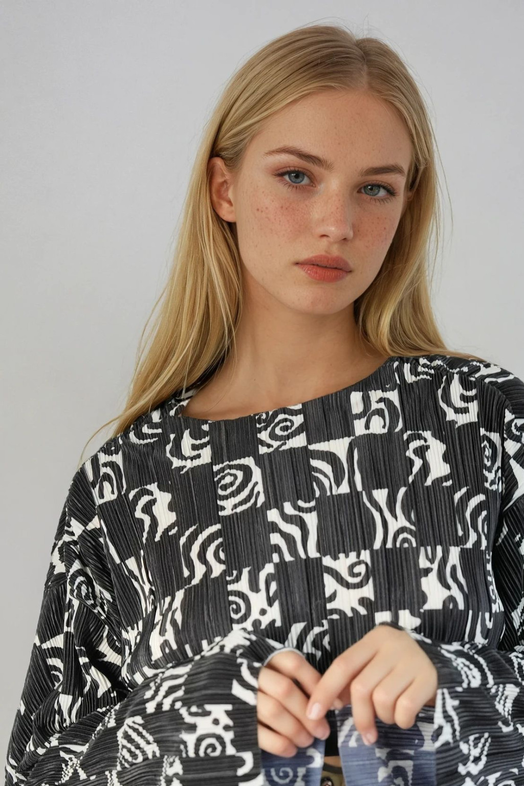 bluzka szerokie rękawy print