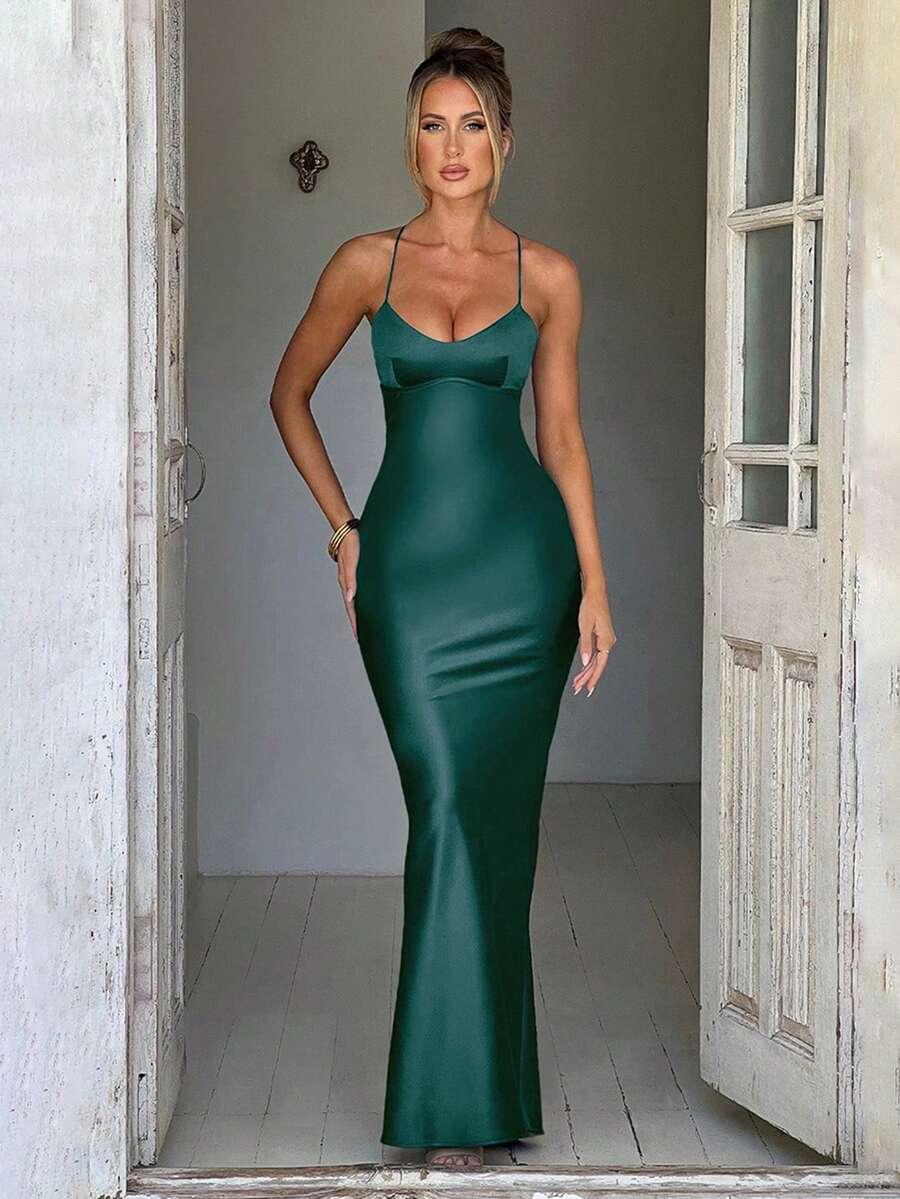 SATYNOWA MAXI SUKIENKA