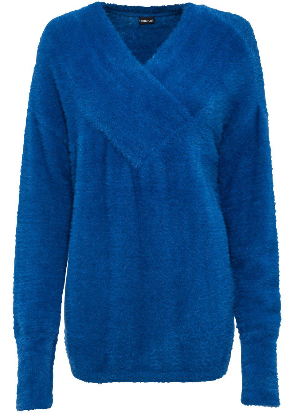 NIEBIESKI PUSZYSTY SWETER 