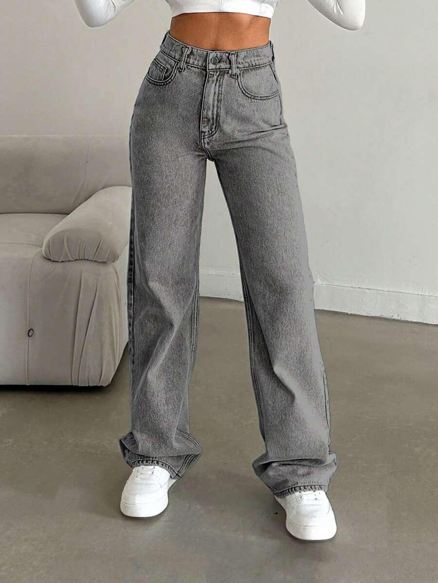 SZARE SPODNIE JEANS 