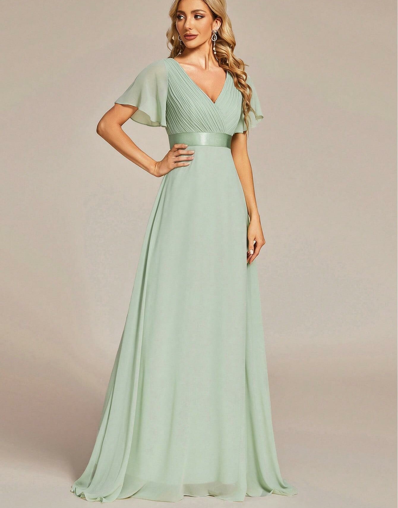 ZIELONA MAXI SUKIENKA V-NECK