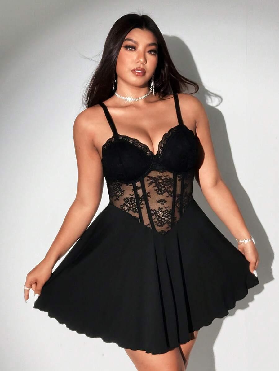CZARNA MINI SUKIENKA GORSET 