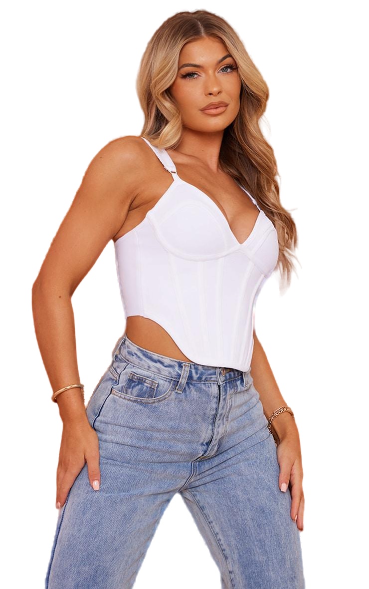 GORSETOWY biały crop TOP zip