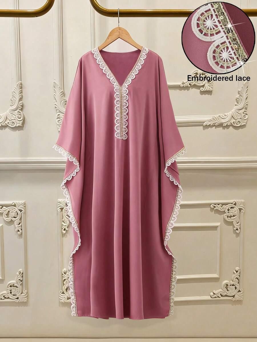 różowa sukienka v-neck