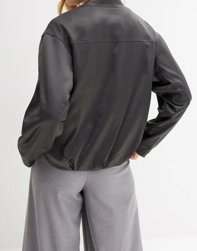 KURTKA DAMSKA PLUS SIZE BOMBER DO PASA DŁUGI RĘKAW