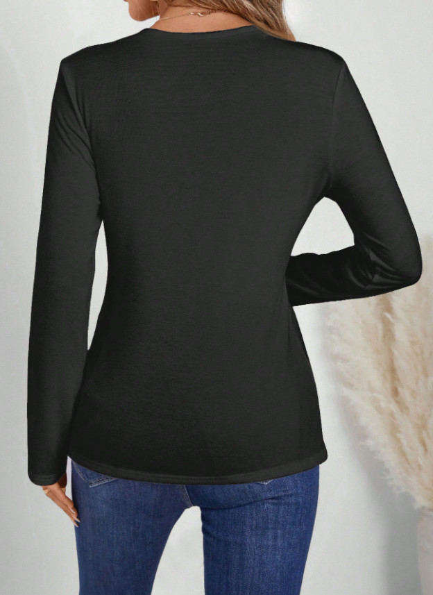 bluzka długi rękaw nadruk serce v-neck