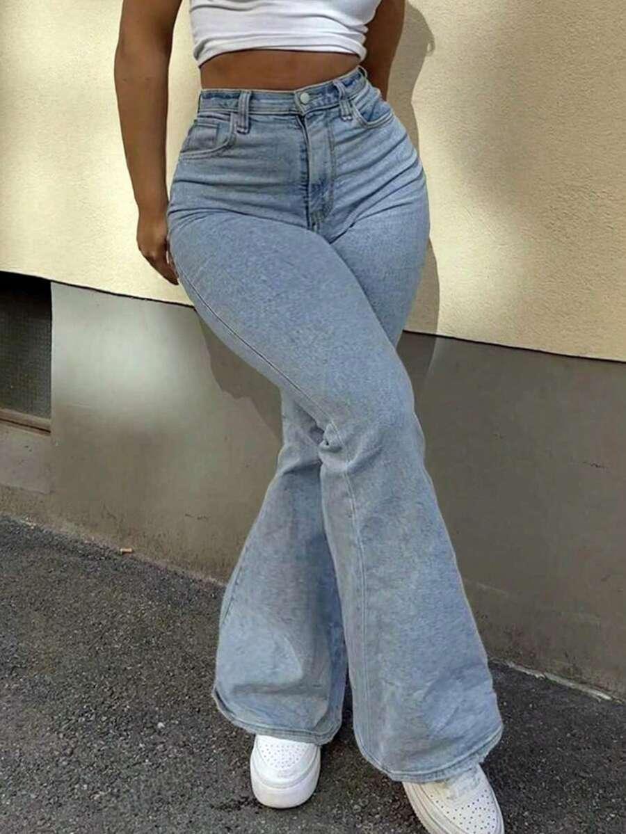 SPODNIE JEANS DZWONY WYSOKI STAN 