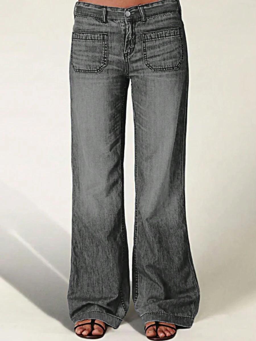 szare spodnie jeans proste nogawki
