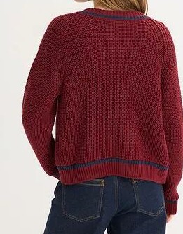SWETER ROZPINANY W KONTRASTOWE PASKI