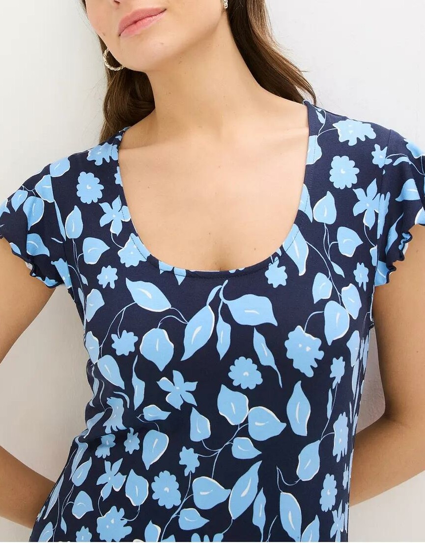 SUKIENKA DZIANINOWA MAXI PLUS SIZE Z KWIATOWYM WZOREM
