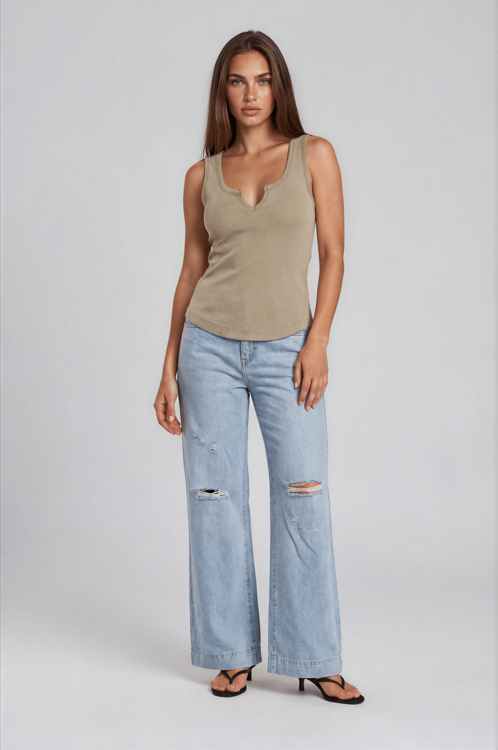 szerokie spodnie jeans ripped