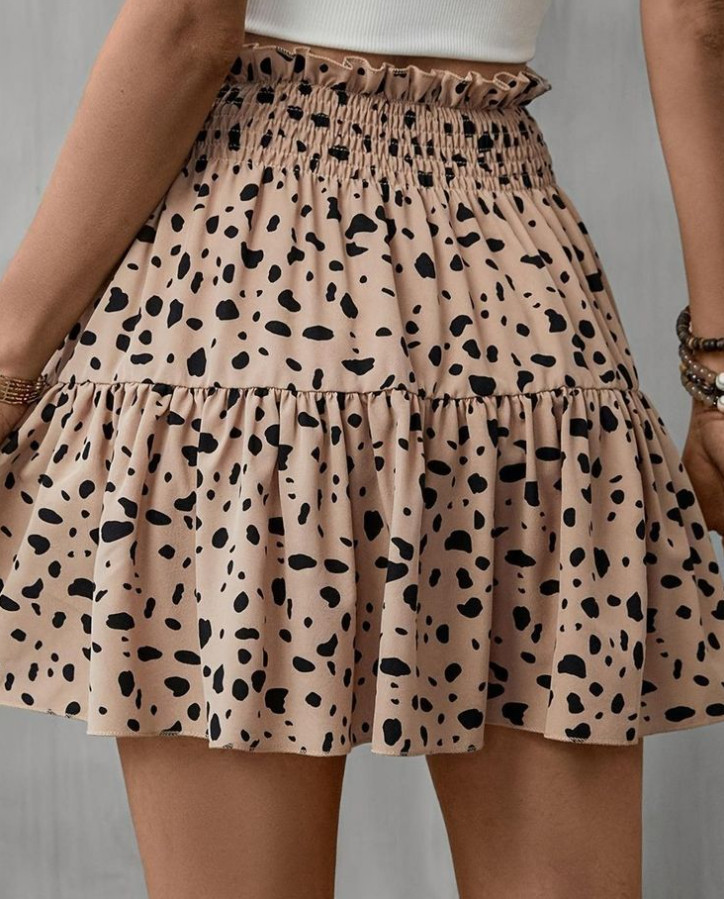 beżowa mini spódnica animal print