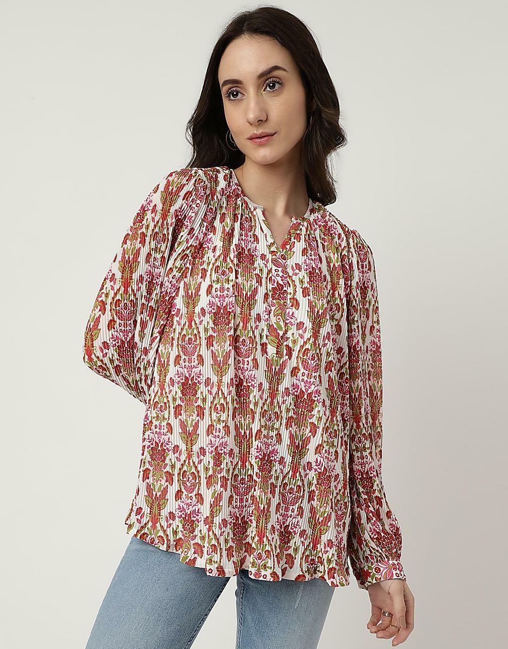 bluzka v-neck wzór T43-4574K-Y8