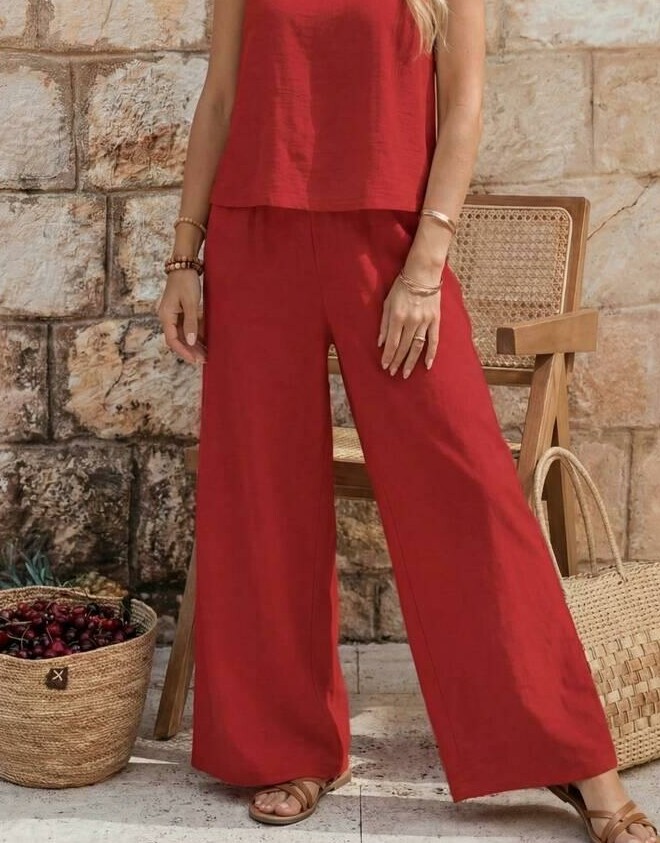 czerwone spodnie casual 