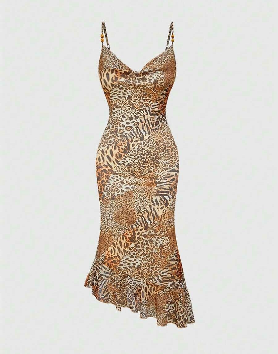 sukienka animal print asymetria