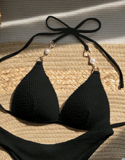 CZARNA GÓRA OD BIKINI WIĄZANIE