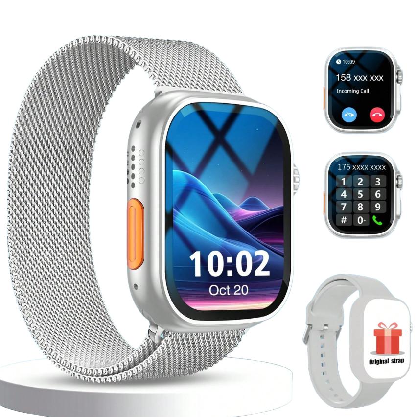 srebrny zegarek smartwatch