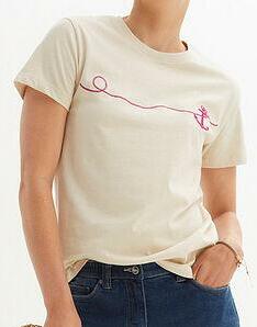 T-SHIRT DAMSKI BAWEŁNIANY OKRĄGŁY DEKOLT HAFT
