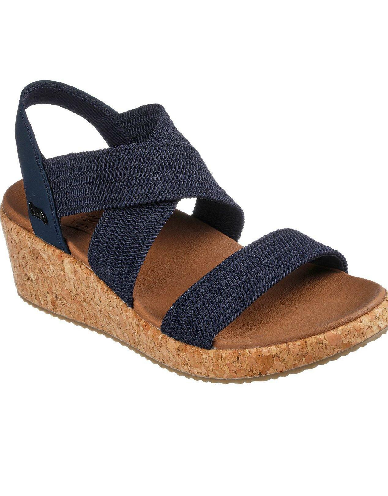 SKECHERS SANDAŁY NA KOTURNIE ARCH FIT BEVERLEE STRETCH