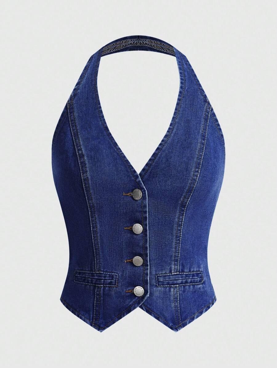 jeansowy top guziki
