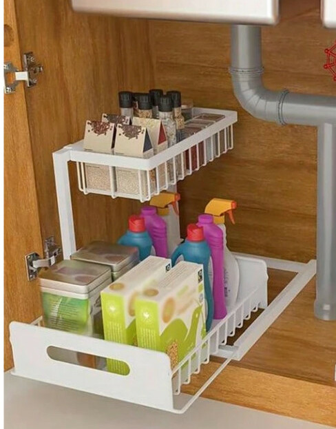 biały ORGANIZER POD ZLEW