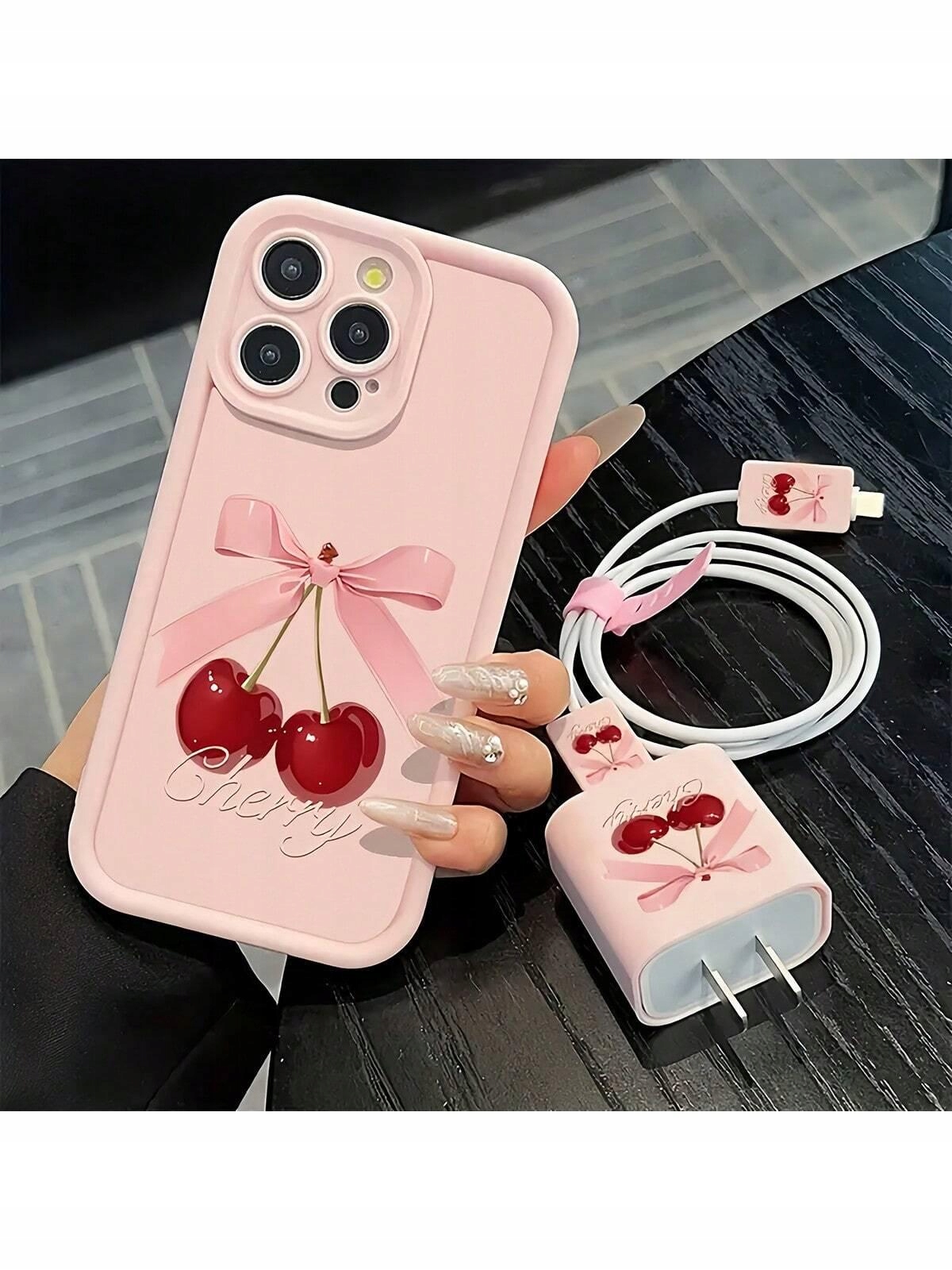 różowe ETUI NA TELEFON i ŁADOWARKĘ IPHONE 13 PRO
