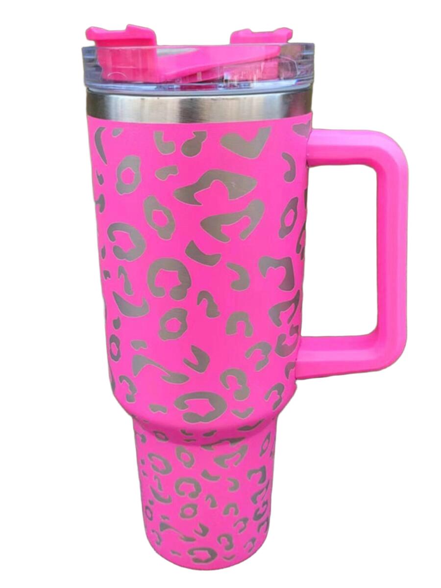 różowy kubek termiczny animal print