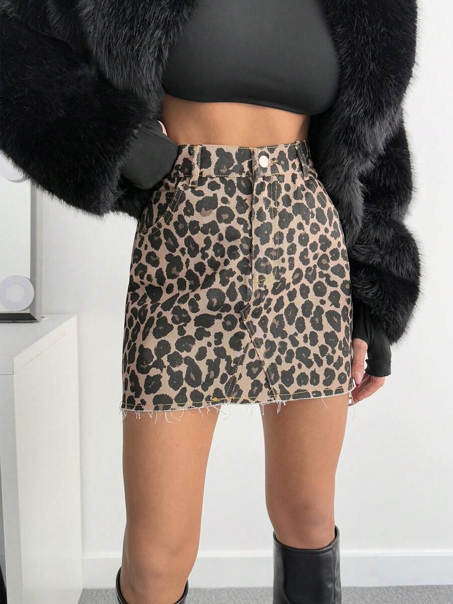 SPÓDNICA JEANS ANIMAL PRINT