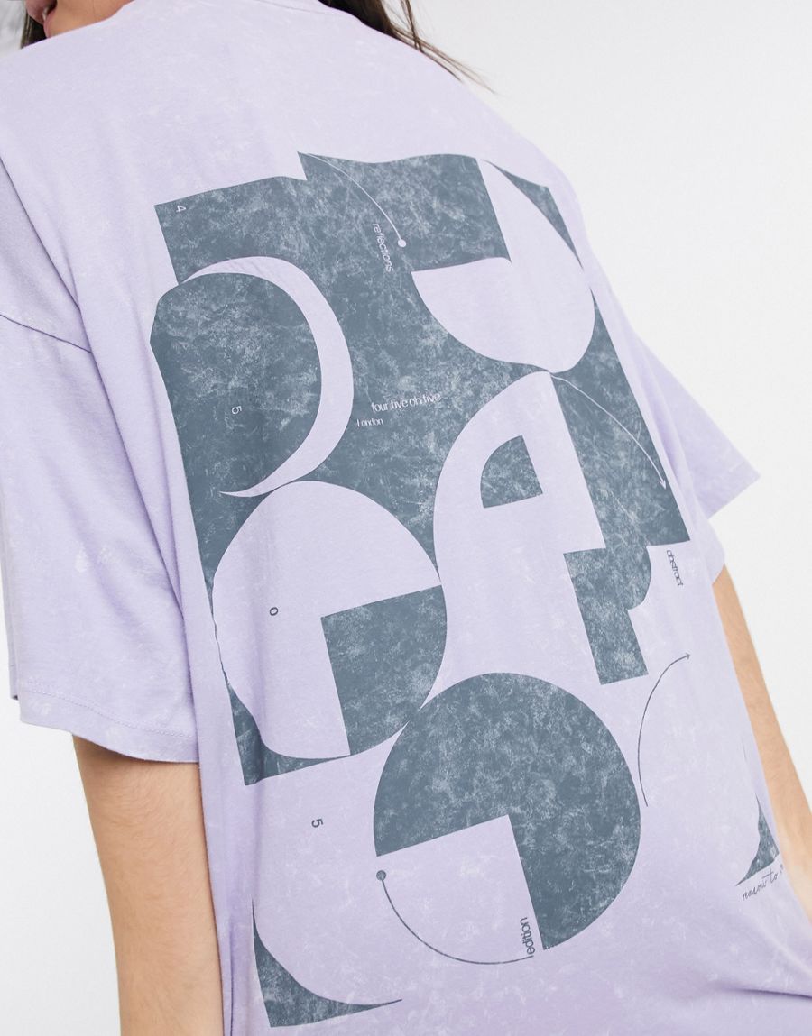 fioletowy t-shirt nadruk 