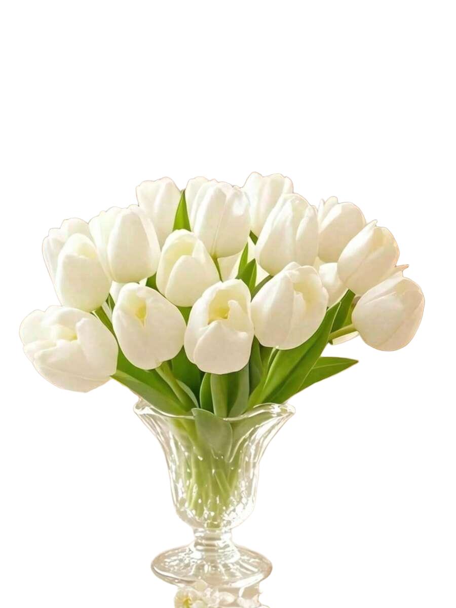 BIAŁE SZTUCZNE KWIaTKI TULIPANY 5-PACK
