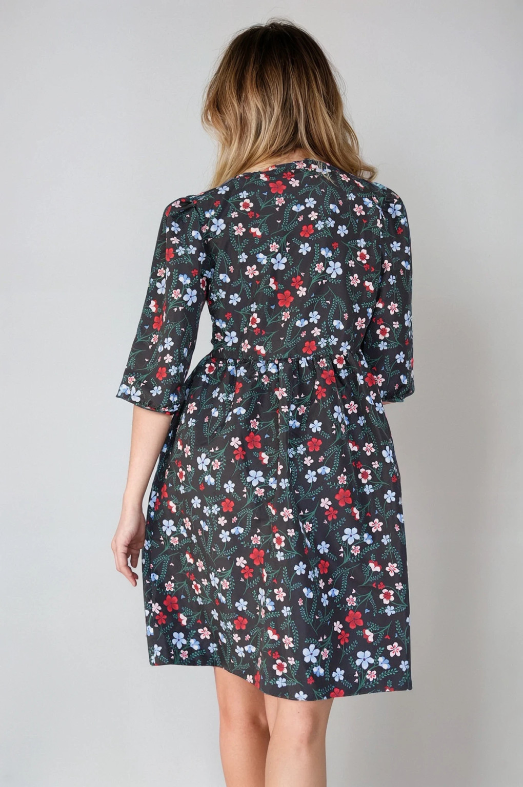 sukienka bufki print kwiaty